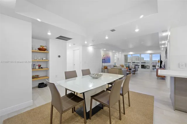 a view of a dining area with furniture