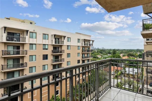 a view of city from a balcony