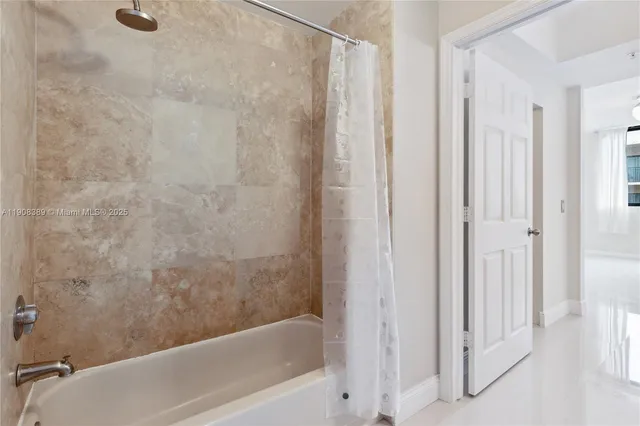 a bathroom with a bathtub