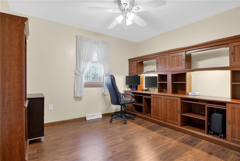 190 Portman Road Butler, PA 16002 - Photo 20 of 44 4th Bedroom currently used as an office. The desks remain and are on wheels for easy removal. Trim (base) is available if you choose to remove