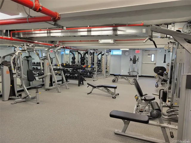 a view of a room with gym equipment