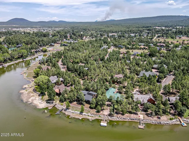 a view of a lake with a mountain in the background