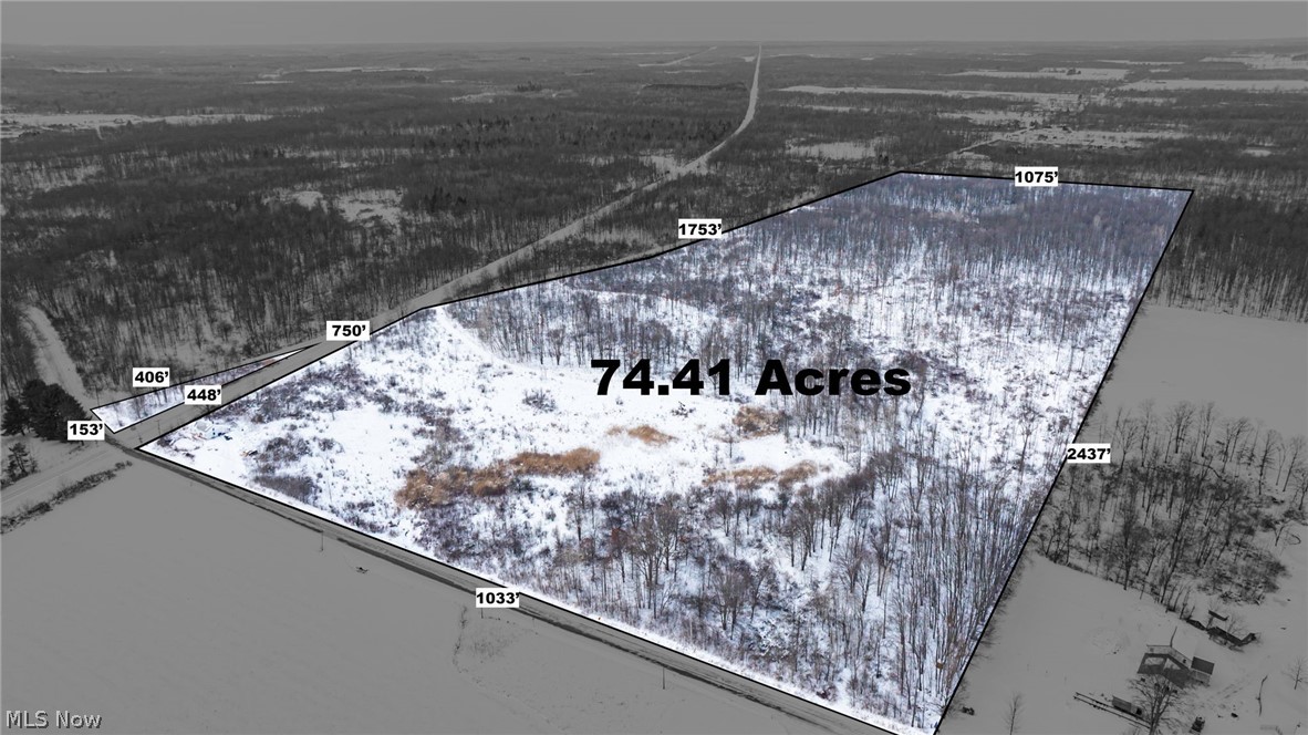 2831 South Denmark Road Jefferson, OH 44047 - Photo 2 of 18 Snowy aerial view with property boundaries highlighted