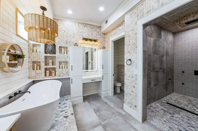 a bathroom with a shower