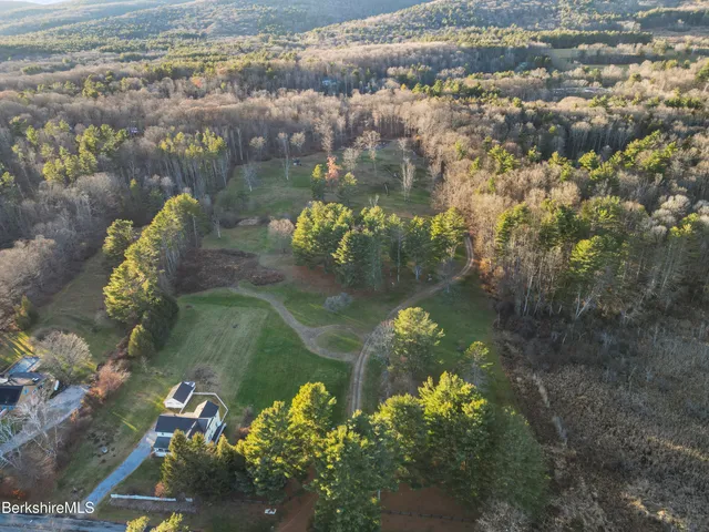 a view of a lake with a city view