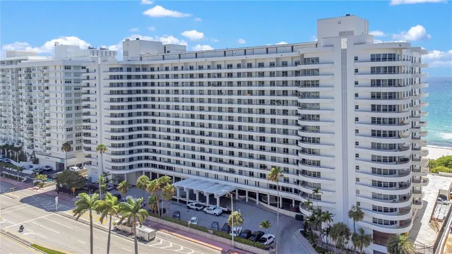 a view of a building with a garden