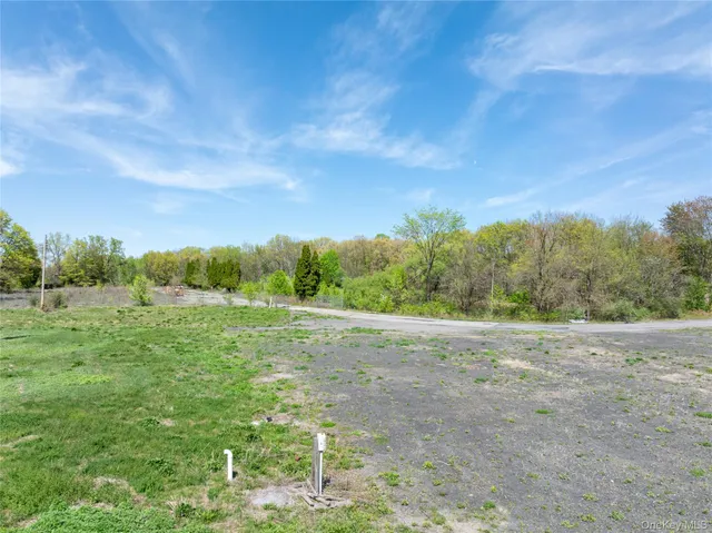 a view of an outdoor space with trees all around