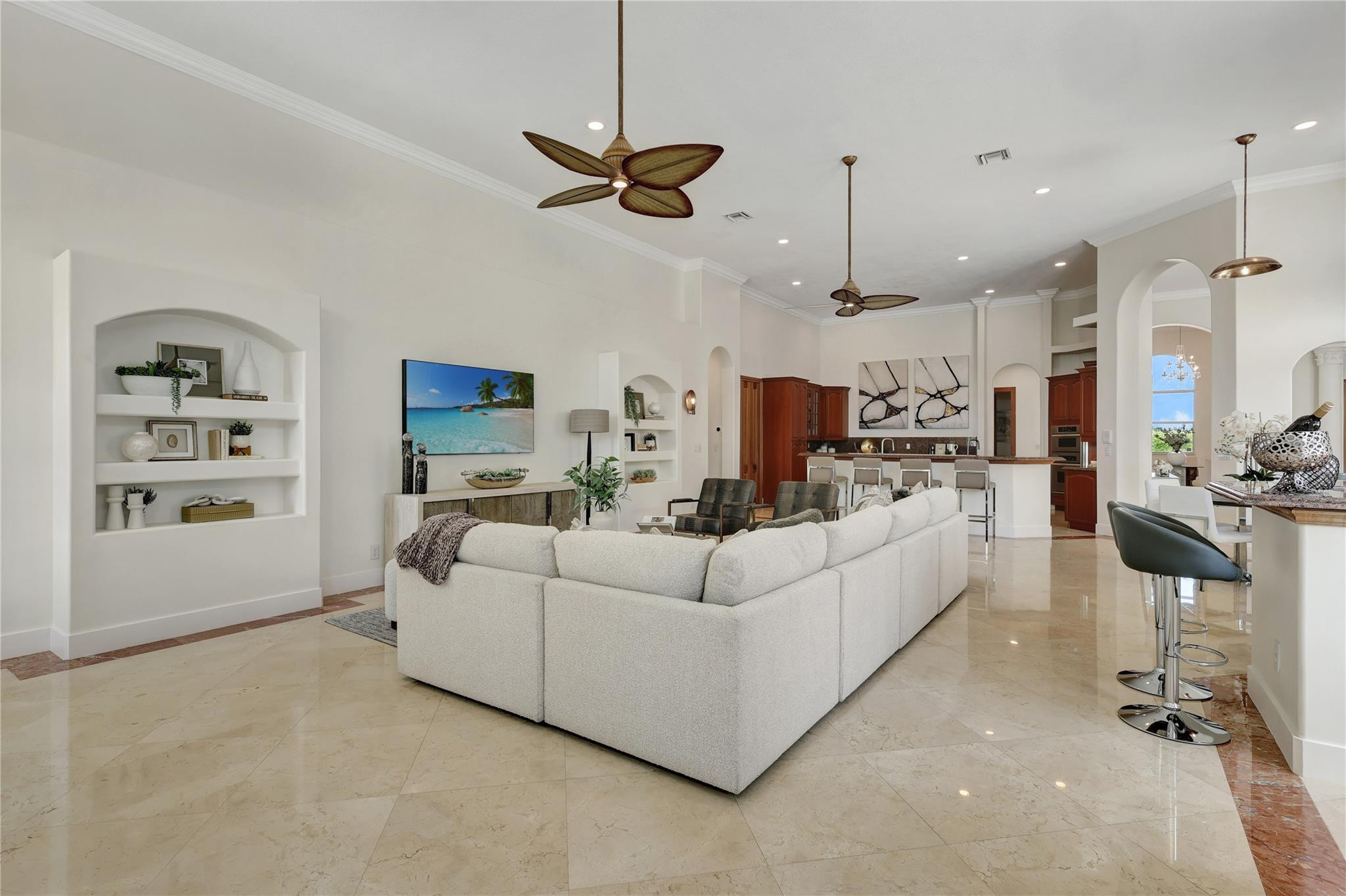 Undisclosed Address Southwest Ranches, FL 33332 - Photo 23 of 54 a living room with furniture a refrigerator and kitchen view
