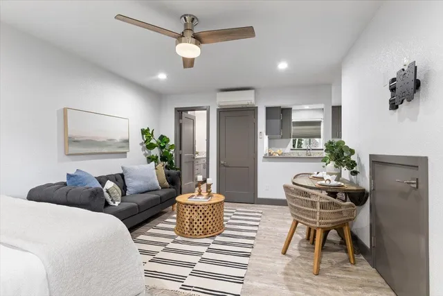 a living room with furniture