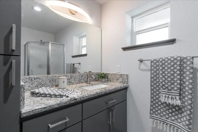 a view of a balcony from a window