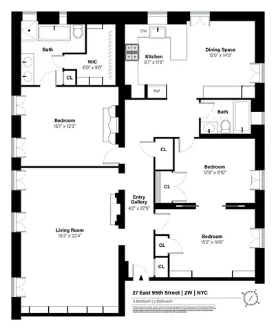 $2,795,000 | 27 East 95th Street, Unit 2W | Upper East Side