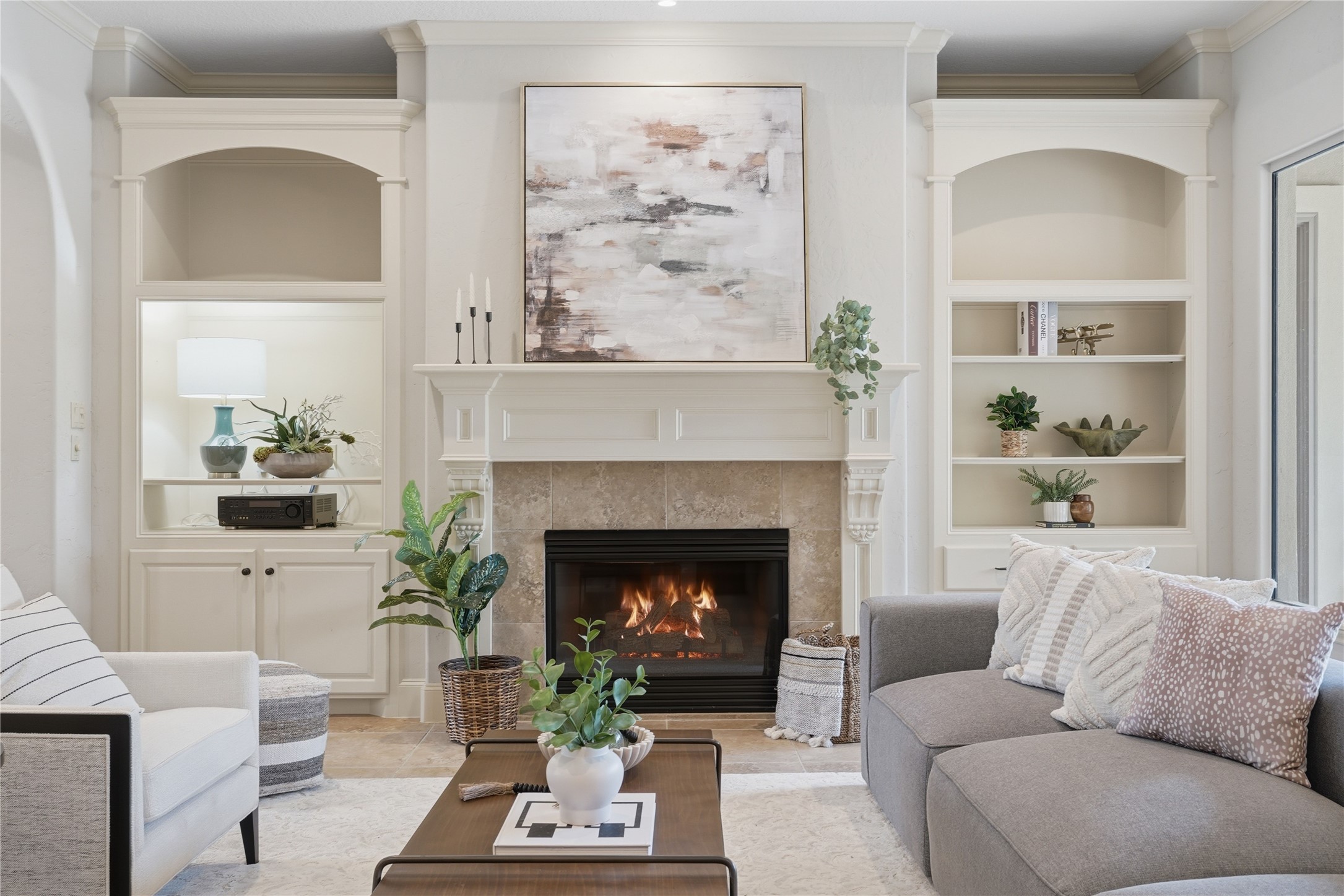 8111 Hideaway Lake Circle Spring, TX 77389 - Photo 15 of 48 a living room with furniture and a fireplace
