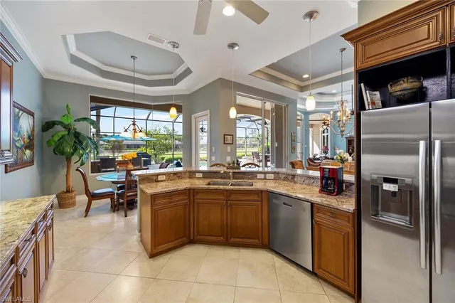 a kitchen with lots of counter top space