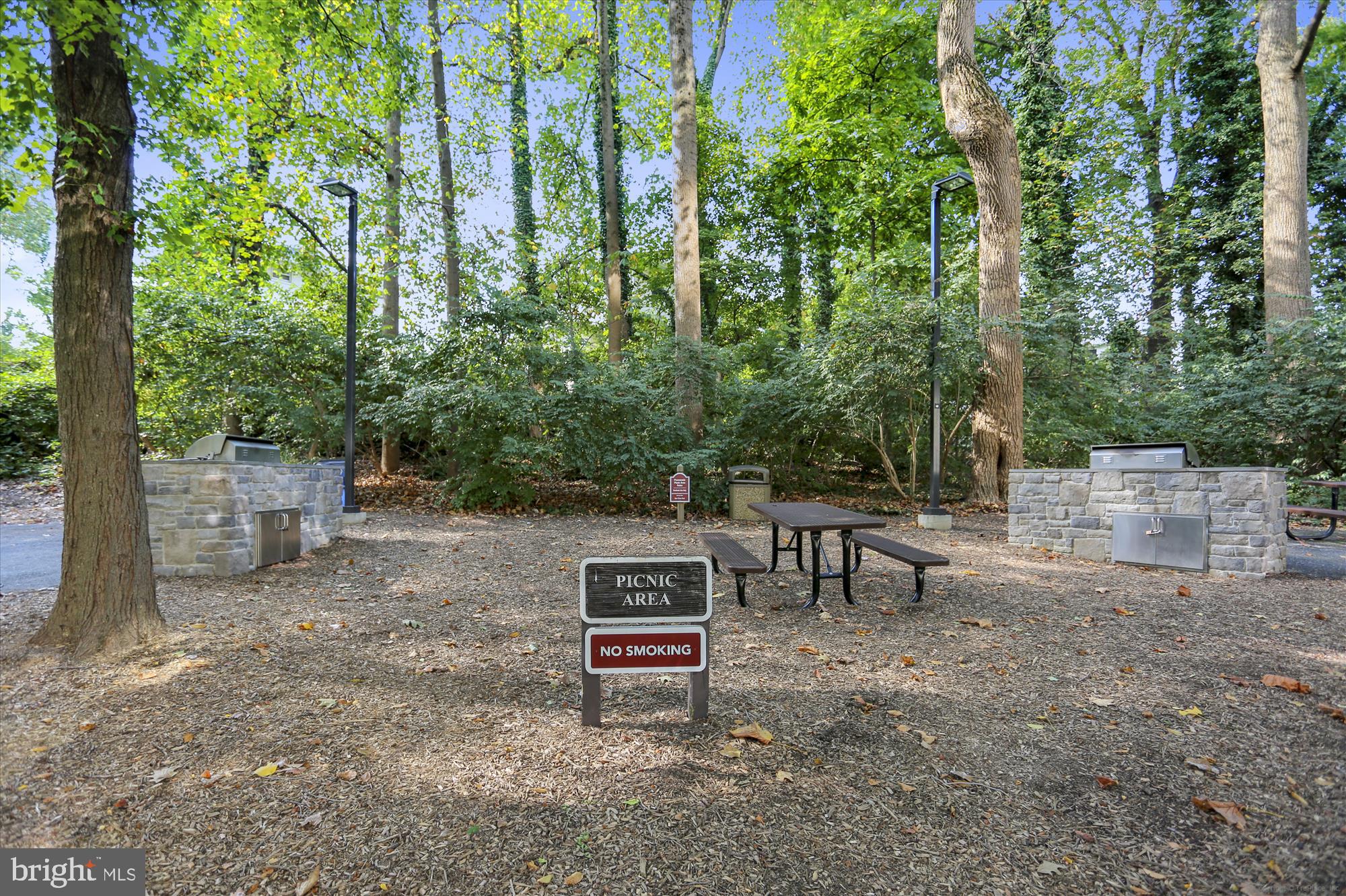 5225 Pooks Hill Road, Unit 220N Bethesda, MD 20814 - Photo 30 of 51 a view of a bench in a backyard