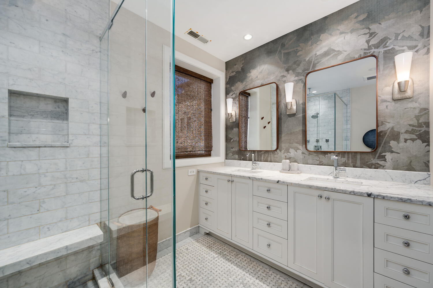 64 East Elm Street, Unit 3 Chicago, IL 60611 - Photo 21 of 30 a spacious bathroom with a double vanity sink mirror double and a bathtub