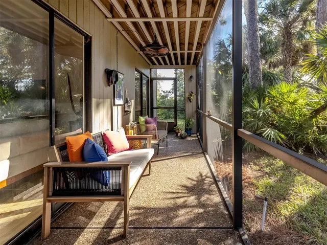 a view of a bench in the garden