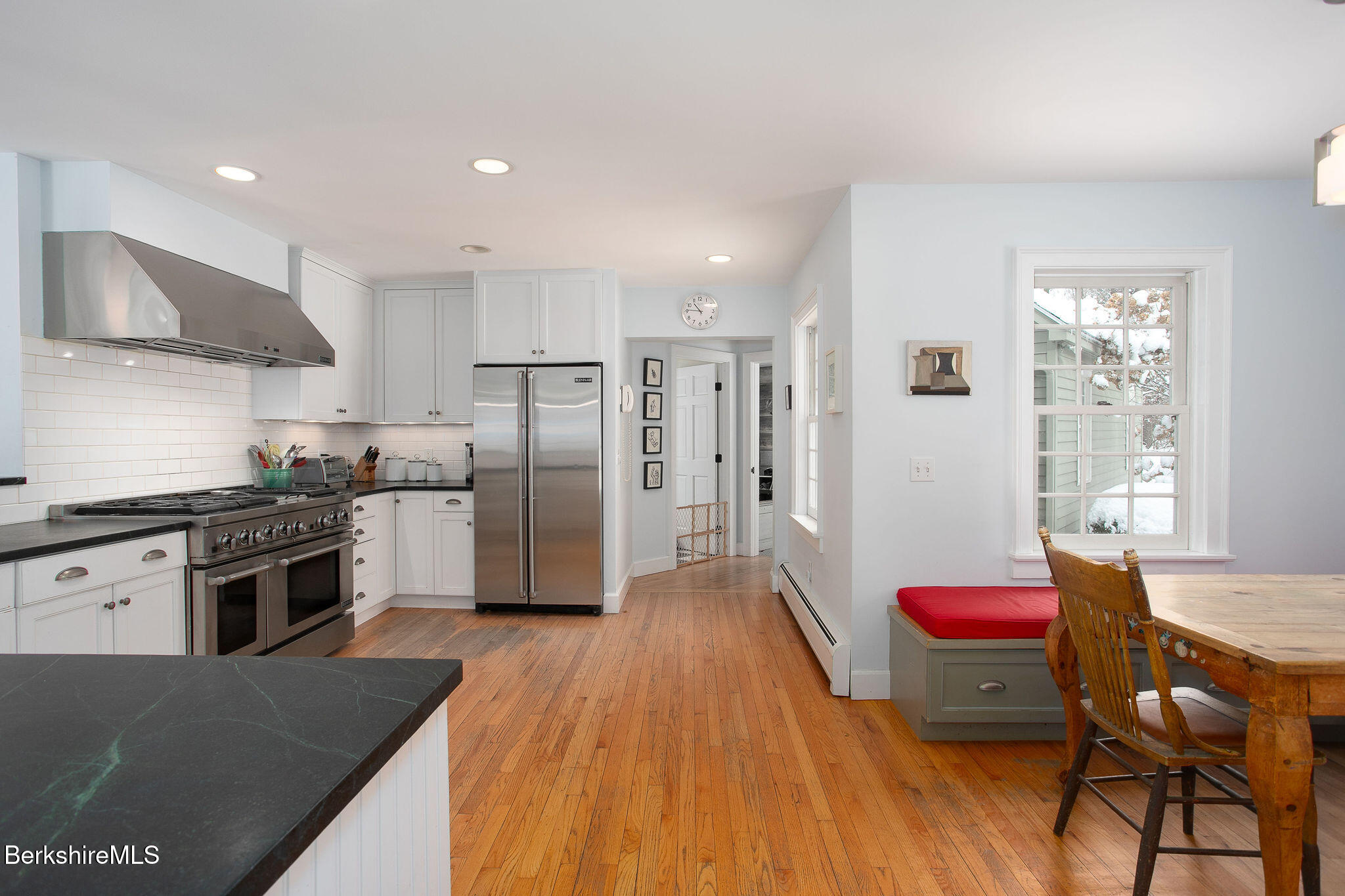 14 Old Tree Farm Road Stockbridge, MA 01266 - Photo 21 of 56 a kitchen with refrigerator a stove a sink dishwasher with a dining table and chairs