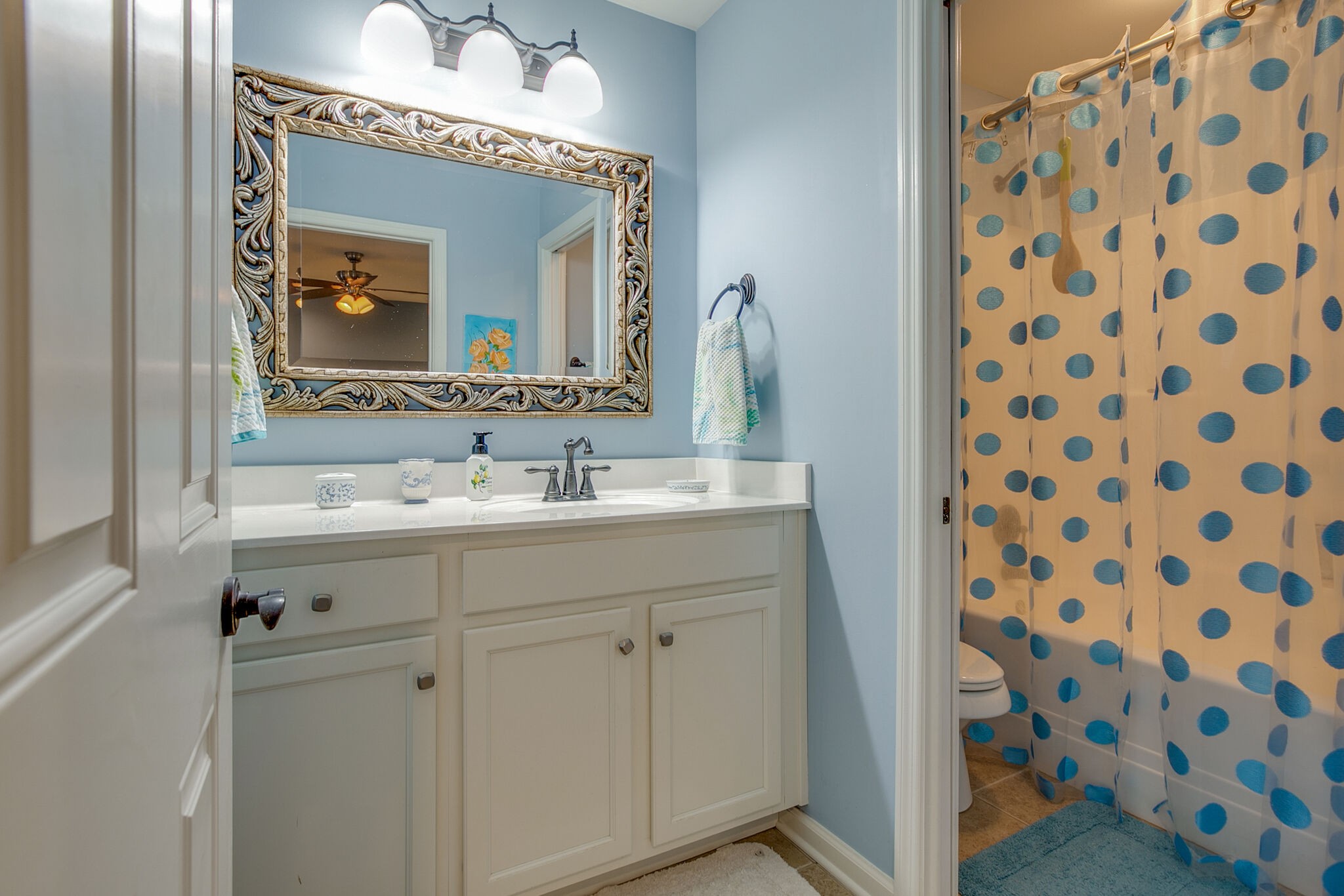 136 Ormesby Place Franklin, TN 37064 - Photo 38 of 41 a bathroom with a sink a mirror a vanity and a shower