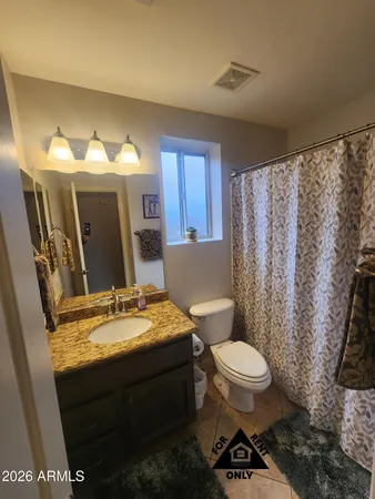 a bathroom with a sink a toilet and mirror