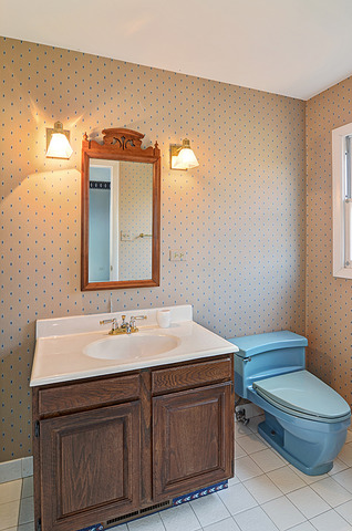 851 South County Line Road Hinsdale, IL 60521 - Photo 19 of 25 a bathroom with a sink a toilet and mirror