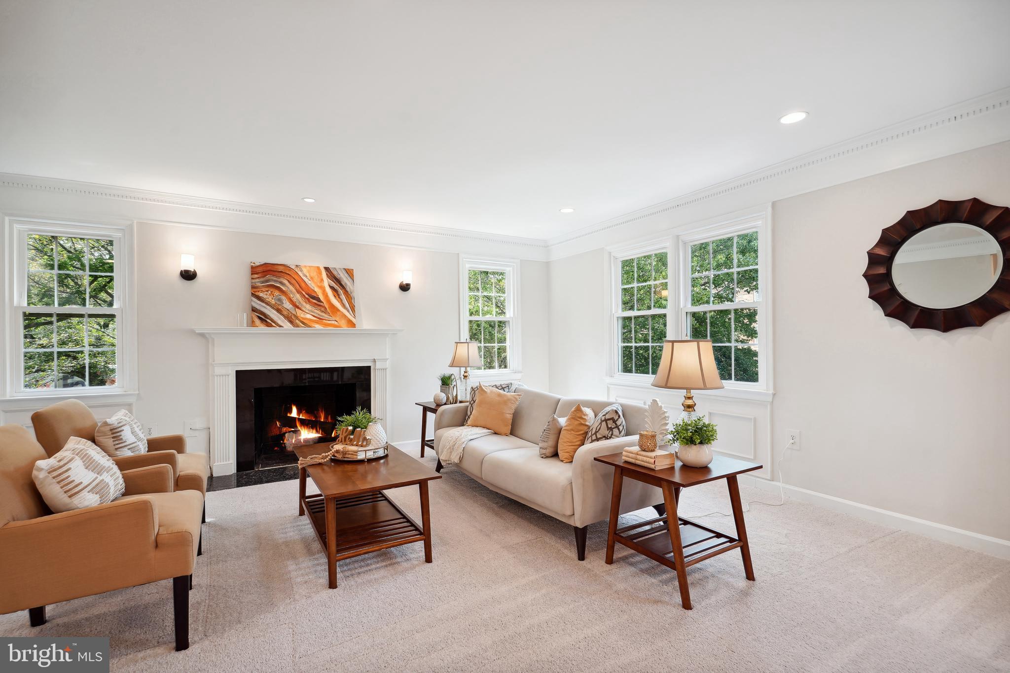 5809 Tudor Lane Rockville, MD 20852 - Photo 7 of 42 Living Room - new carpeting, sconce light fixtures