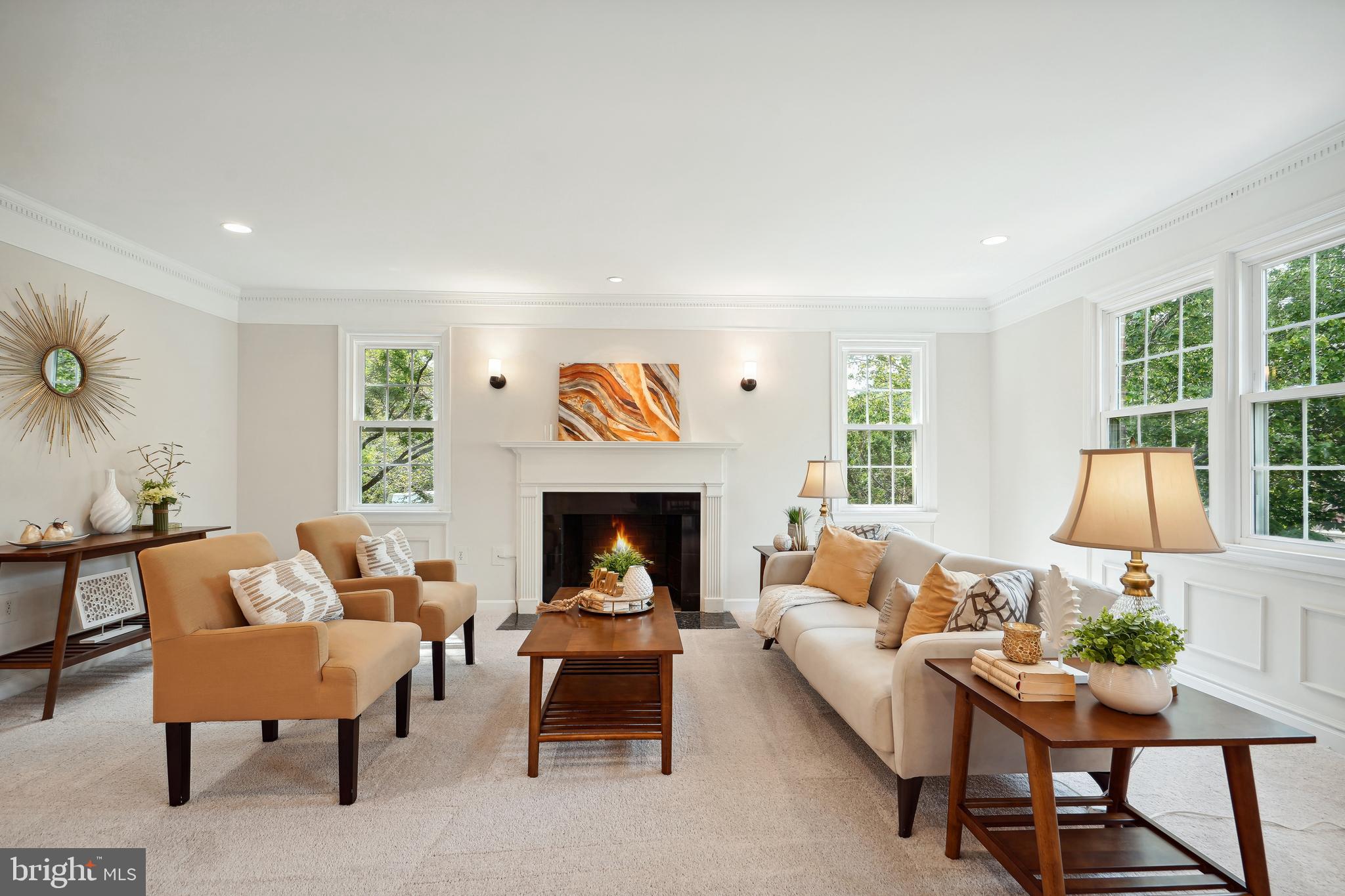 5809 Tudor Lane Rockville, MD 20852 - Photo 8 of 42 Living Room - new carpeting, sconce light fixtures