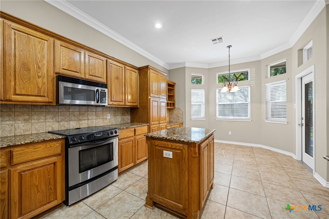 2807 Amber Forest Trail Belton, TX 76513 - Photo 16 of 40 a kitchen with granite countertop cabinets stainless steel appliances and a window
