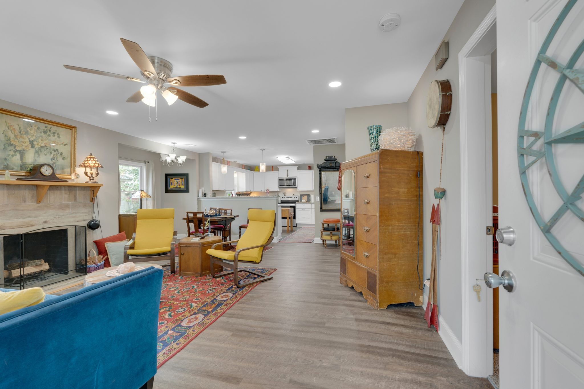 610 Polk Street Manchester, TN 37355 - Photo 17 of 30 a living room with furniture kitchen view and a fireplace