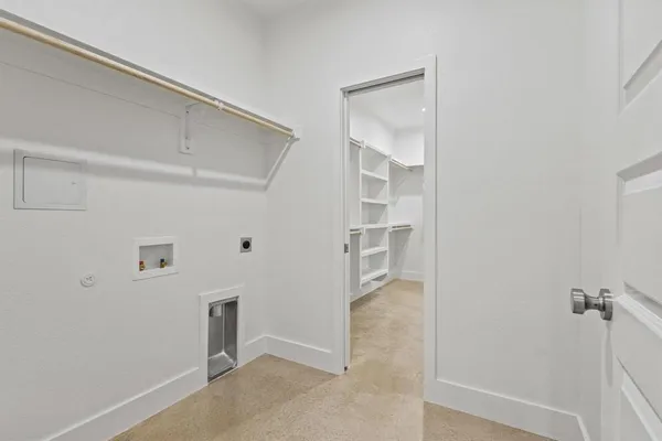 a view of an empty walk in closet