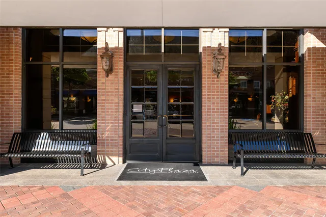 a building outdoor space with seating space and garden