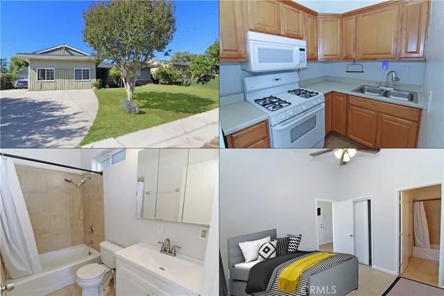 a kitchen with a refrigerator sink and stove