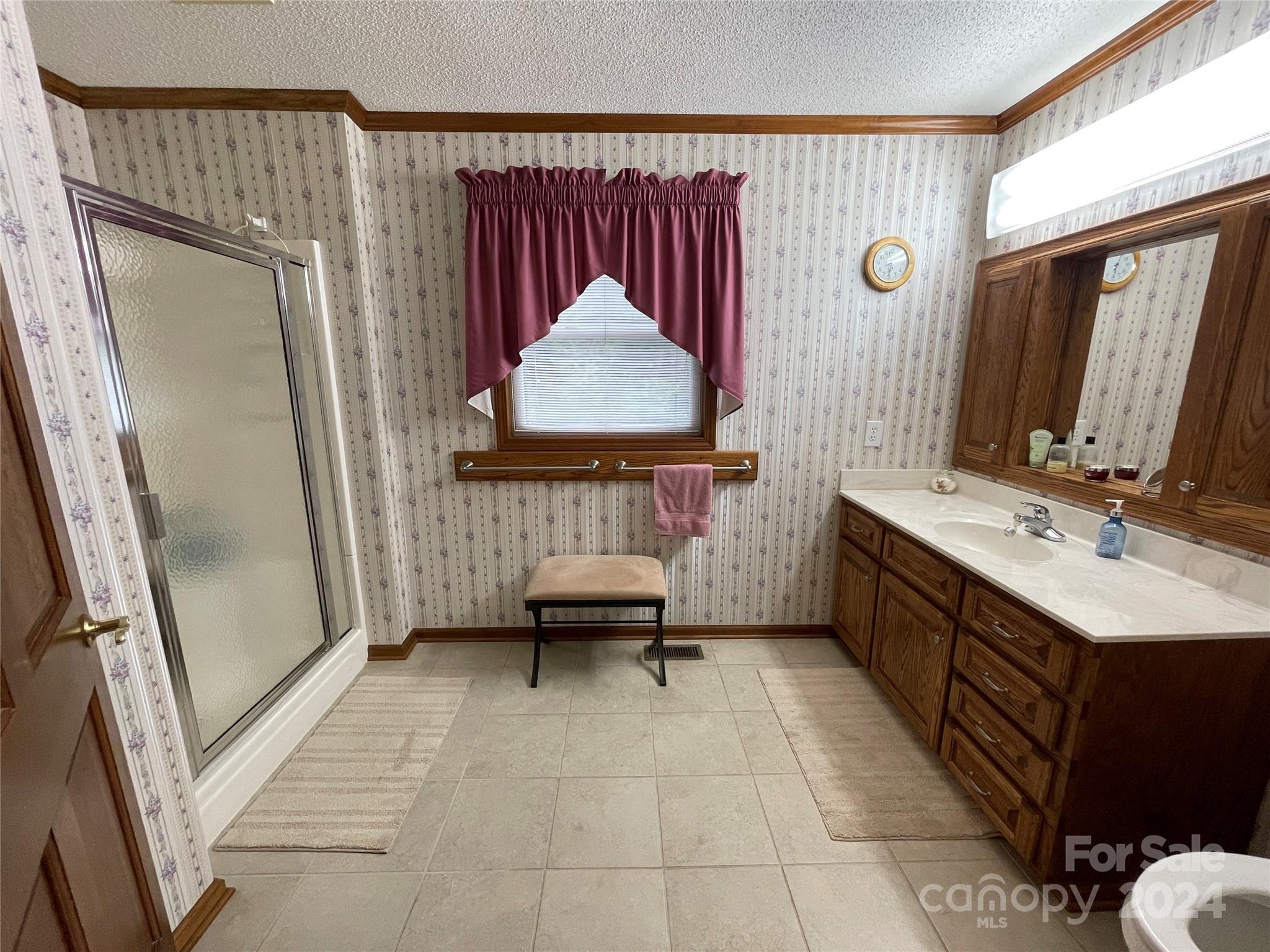 36345 Old Salisbury Road New London, NC 28127 - Photo 23 of 48 a bathroom with a sink a mirror and a shower