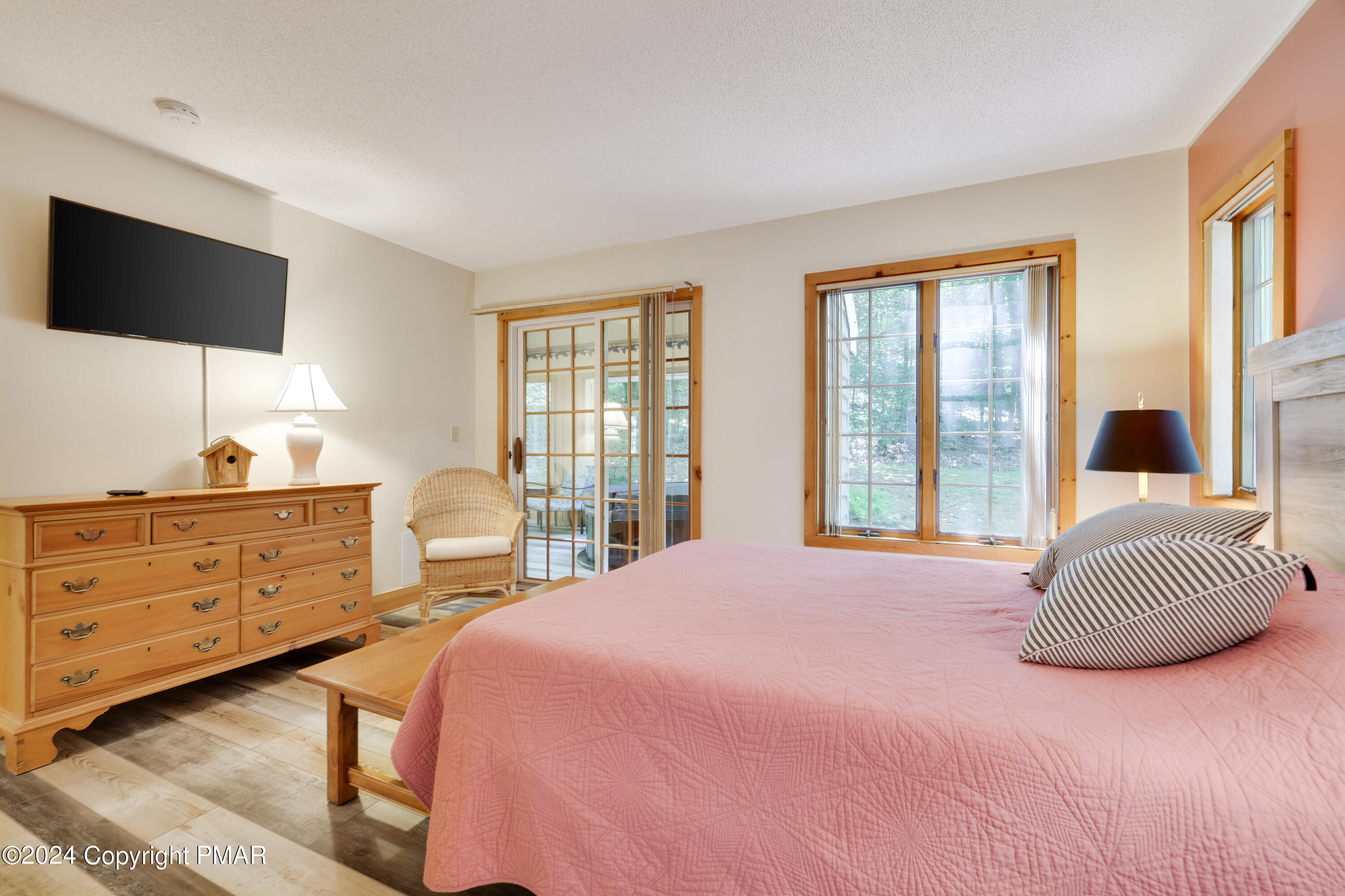 84 Short Hill Rd Lake Lake Harmony, PA 18624 - Photo 23 of 38 a bedroom with a bed and a flat screen tv