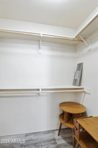 a view of a room with rack on the wall