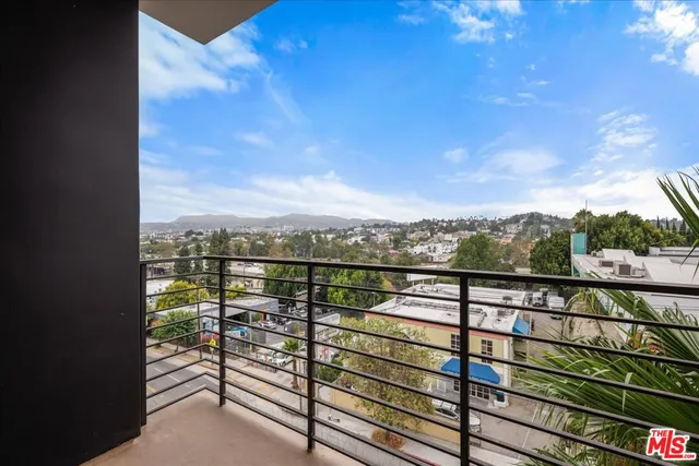 a view of city from a balcony