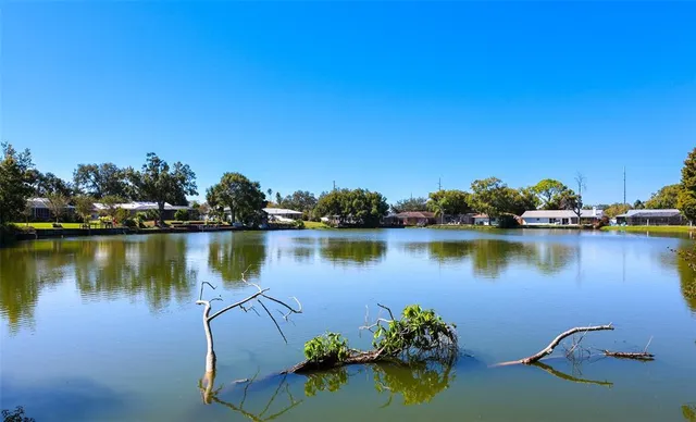 a view of a lake with houses