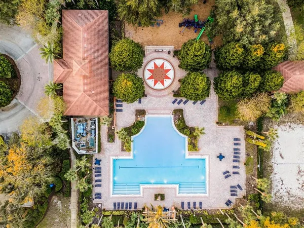 an aerial view of a house