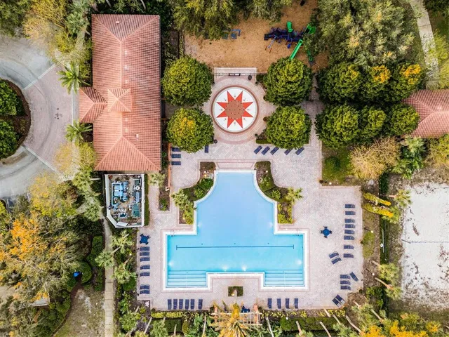 an aerial view of a house