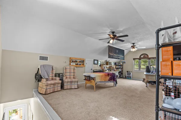 a living room with furniture