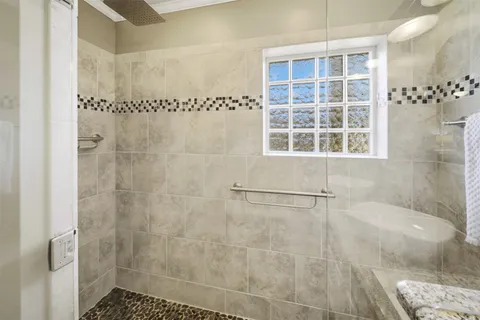 a bathroom with a shower