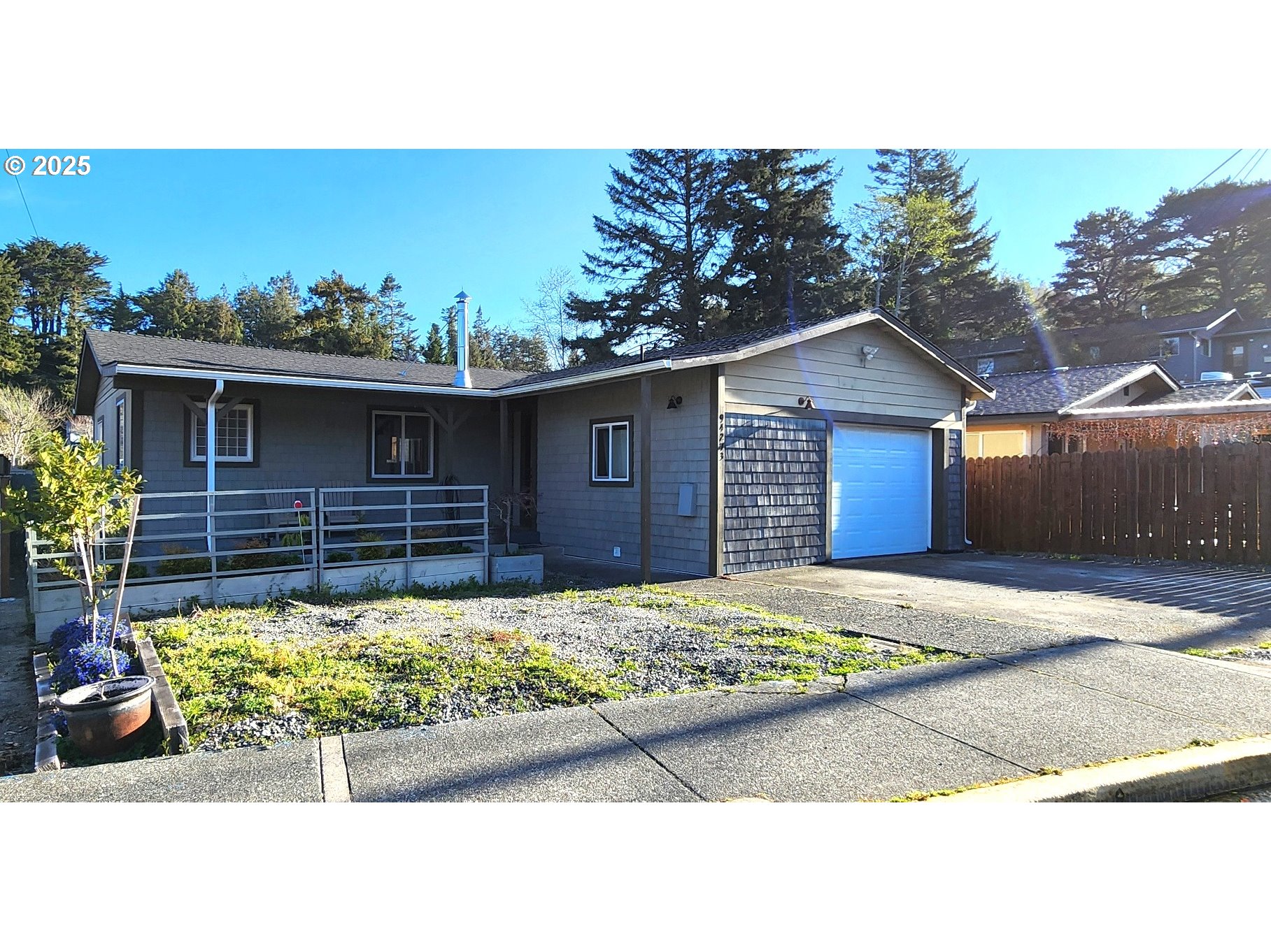 a house with a bench in front of it