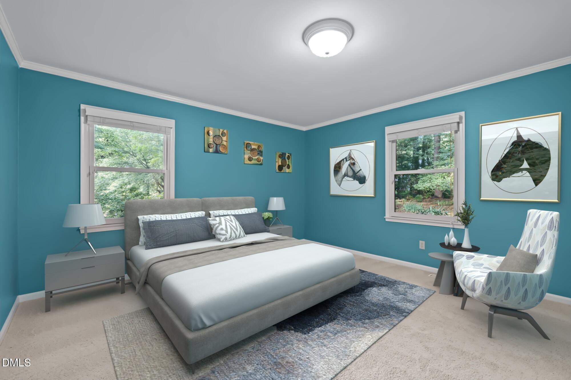 6925 Valley Lake Drive Raleigh, NC 27612 - Photo 18 of 50 a bedroom with a bed and a window