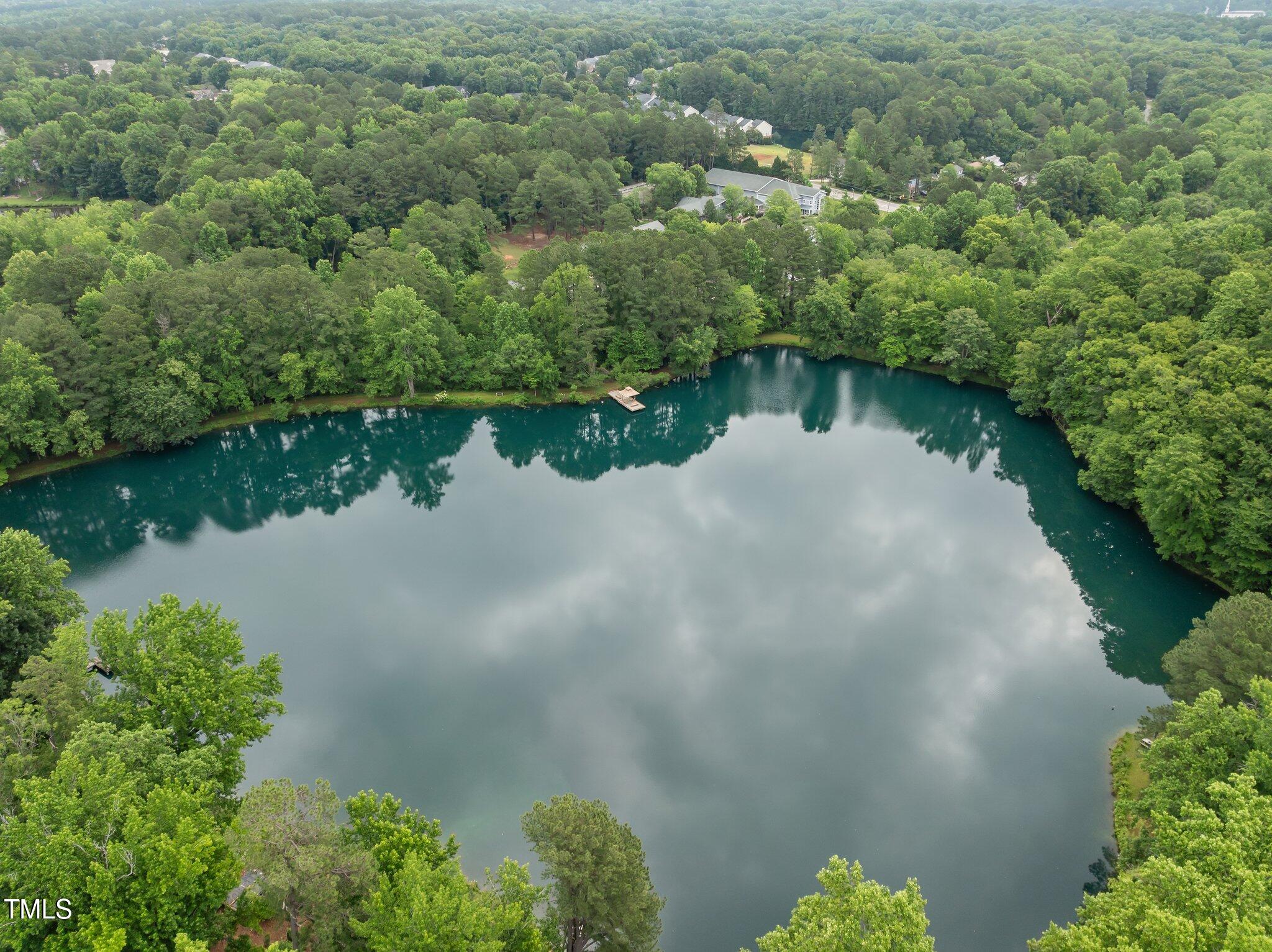 6925 Valley Lake Drive Raleigh, NC 27612 - Photo 48 of 50 an aerial view of a house with a yard and lake view