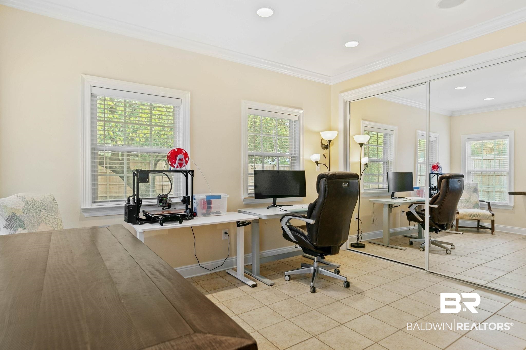 3668 Claridge Road North Mobile, AL 36608 - Photo 65 of 100 Office area featuring ornamental molding and light tile patterned floors