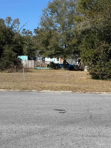 a view of large yard with large trees