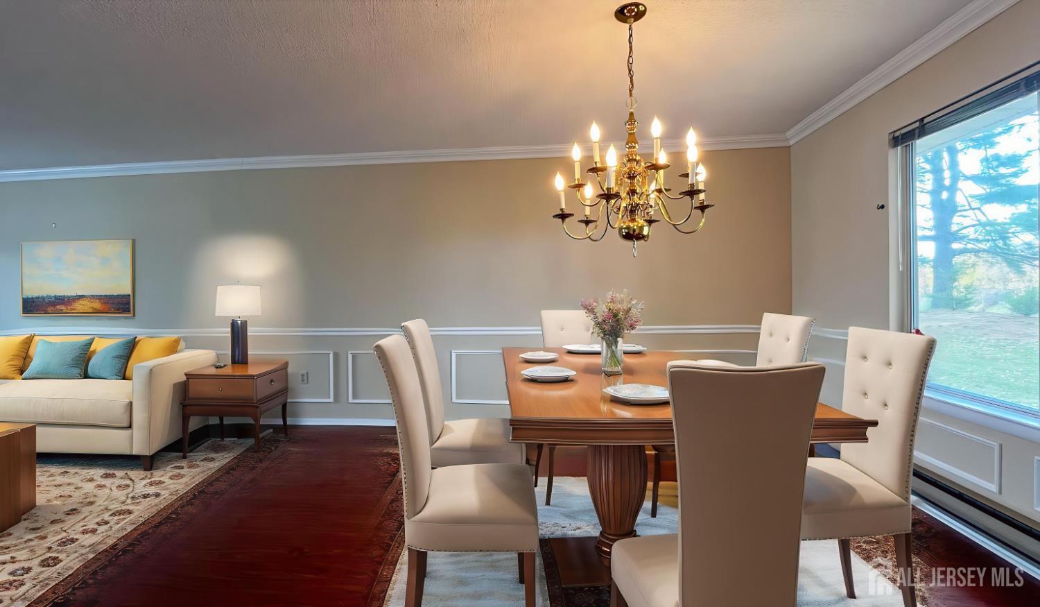 719 Delair Road, Unit B Monroe Township, NJ 08831 - Photo 21 of 21 a dining room with furniture a chandelier and window