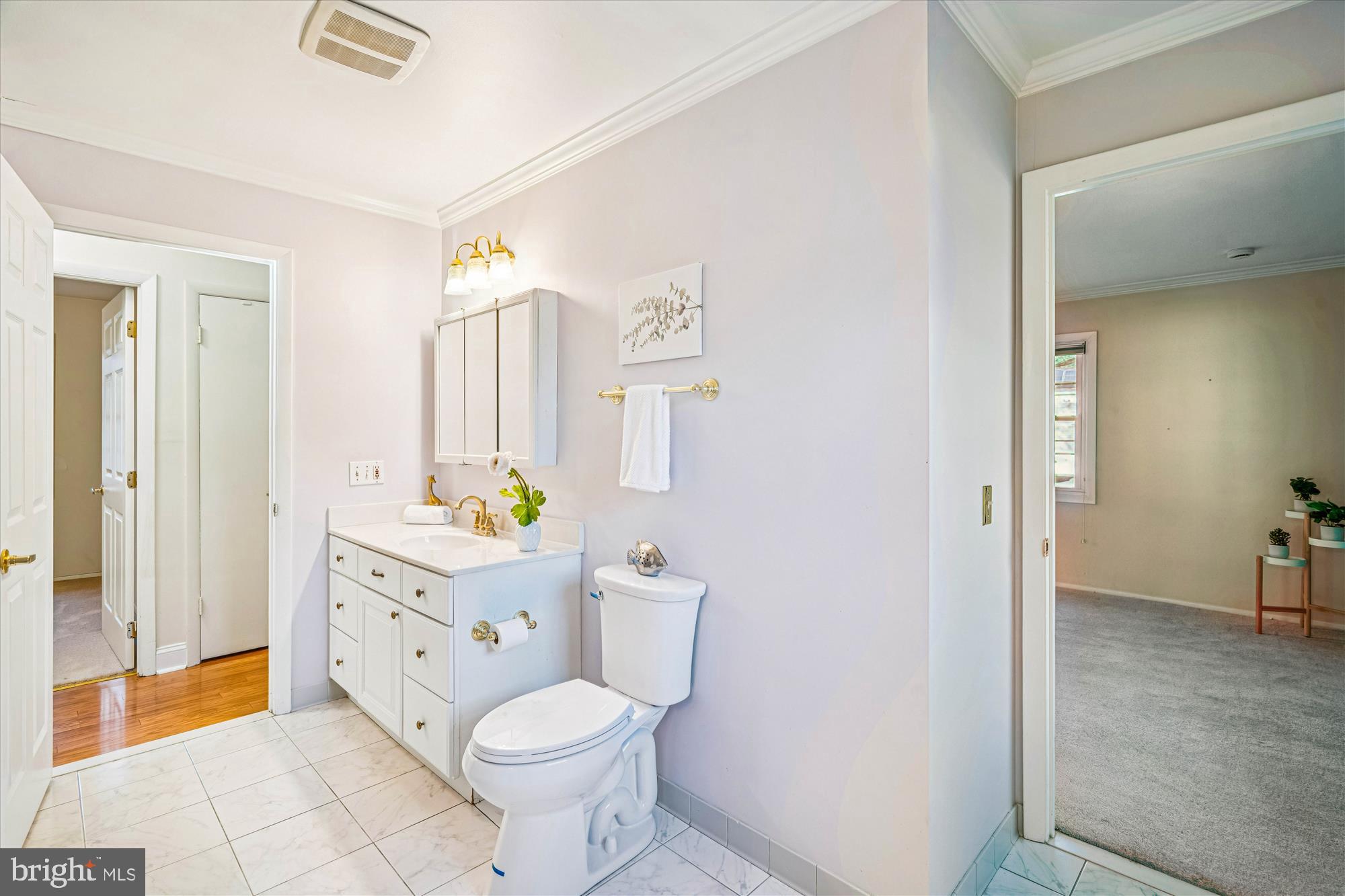 5134 West Running Brook Road Columbia, MD 21044 - Photo 53 of 99 a bathroom with a granite countertop toilet sink and mirror