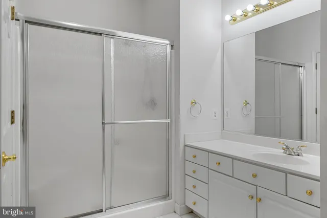 a bathroom with a shower and a sink