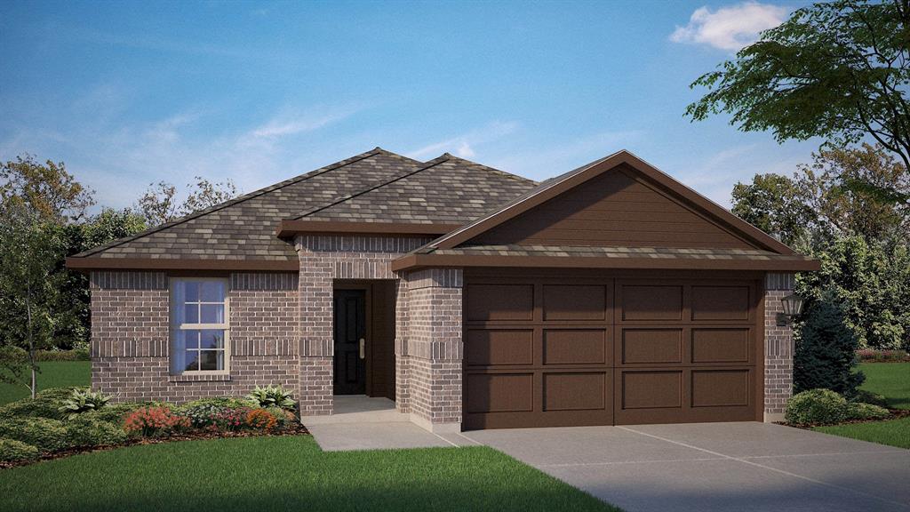 1421 Tin Roof Road Krum, TX 76249 - Photo 31 of 34 Front Elevation - D.R. Horton's Dalton floor plan elevation A-All Home and community information, including pricing, included features, terms, availability and amenities, are subject to change at any time without notice or obligation. All Drawings, pictures, photographs, video, square footages, floor plans, elevations, features, colors and sizes are approximate for illustration purposes only and will vary from the homes as built.