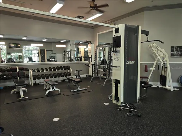 a view of a room with gym equipment